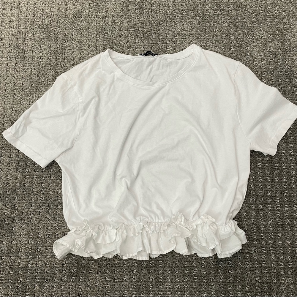 Zara white lace short-sleeved shirt